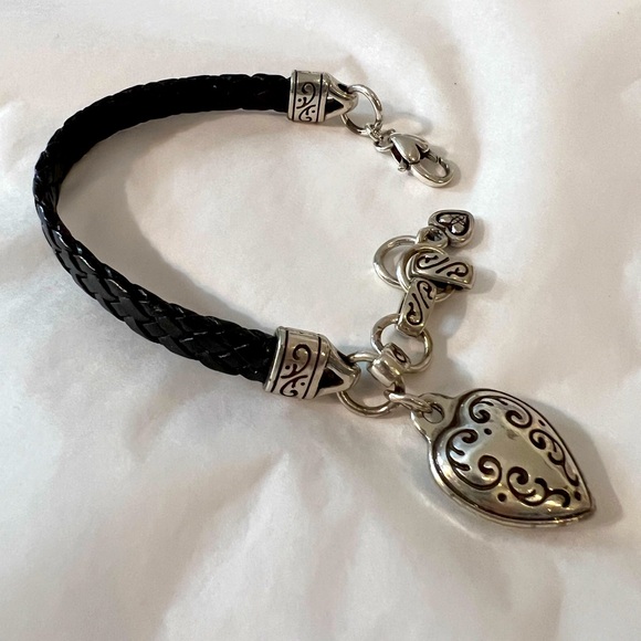 Brighton Jewelry - Brighton Kings Road Woven Leather Bracelet with Heart Charm #356 🤩
